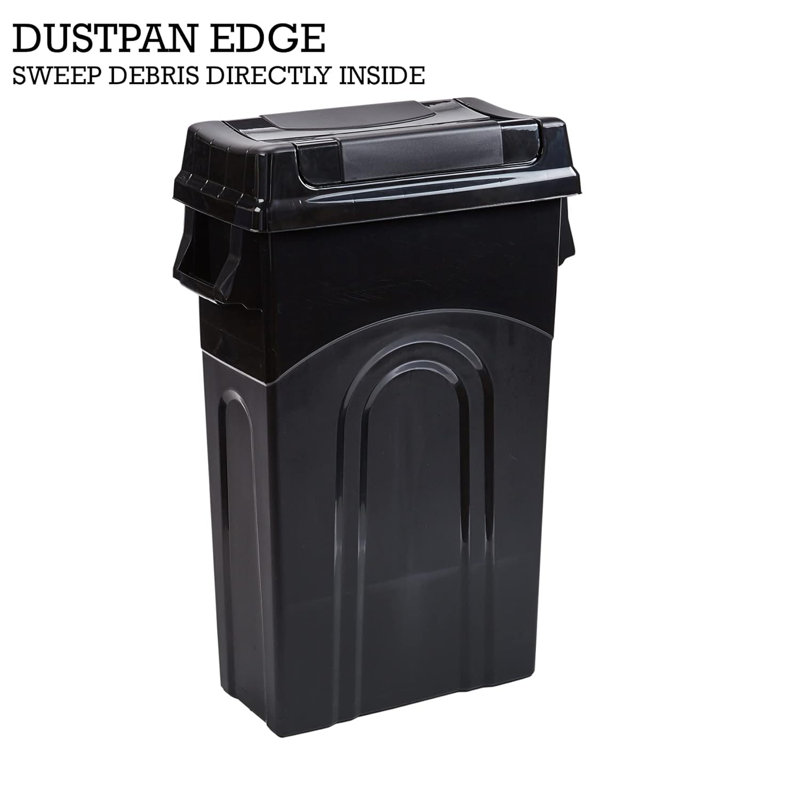 United Solutions 23 Gallon Highboy Waste Containers with Lids, Black