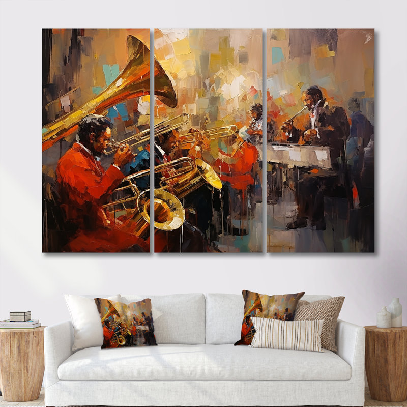 Ensemble d'art mural Orlane - Musicien, Toile tendue, H 40 po x l 60 po x P 1 po
