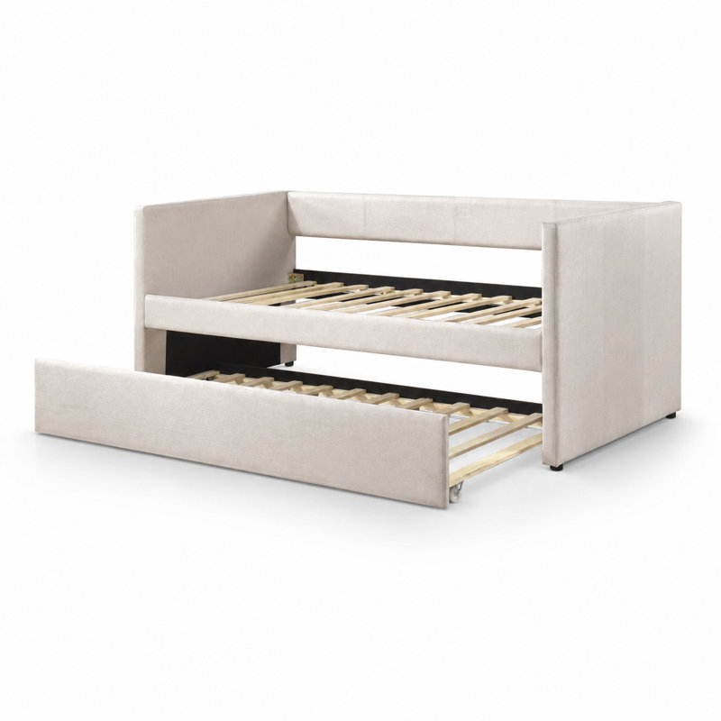  Nestlecove Upholstered Daybed With Pullout Trundle, Beige