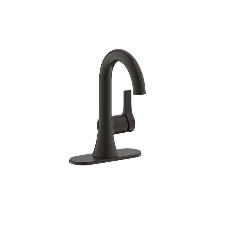 Davvid Collection Single-Handle High-Arc Lavatory Bathroom Sink Faucet with Drain Assembly - Matte Black, Matte Black