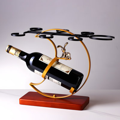 Solid Wood Red Wine Cup Holder - Combining Metal And Wood, Creative Hanging Design, Integrated With Home Decoration And Storage