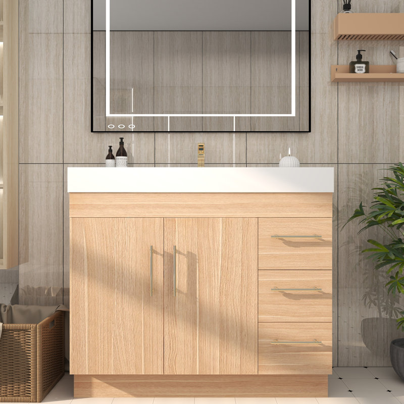 Ensemble de meuble-lavabo simple 42 po, Chêne champagne