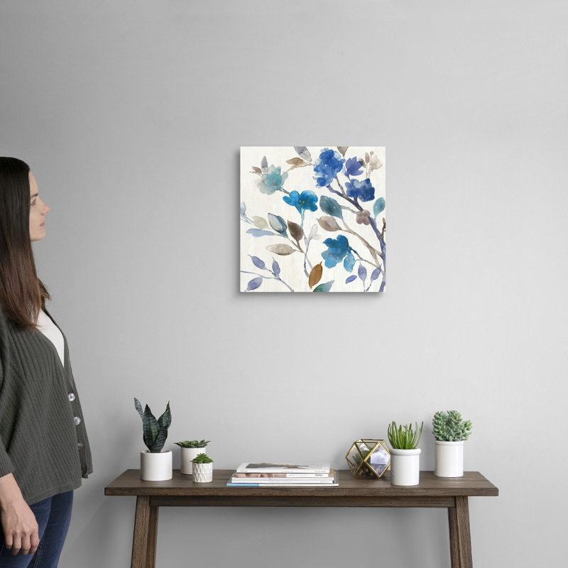 «Cobalt Peony Ii» par Asia Jensen, reproduction sur toile, H 16 po x l 16 po x P 1,25 po, Toile tendue