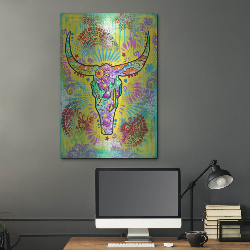 «Longhorn Skull» par Dean Russo, H 36 po x l 24 po