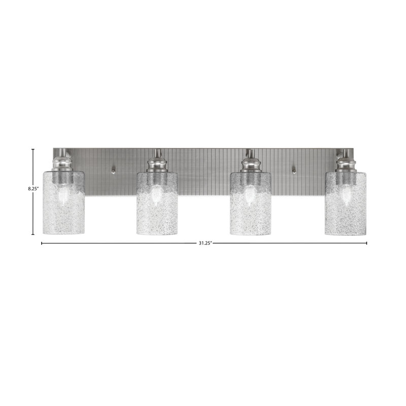 Barre d'éclairage de salle de bain 4 lumières Edge, Nickel brossé, Fumée
