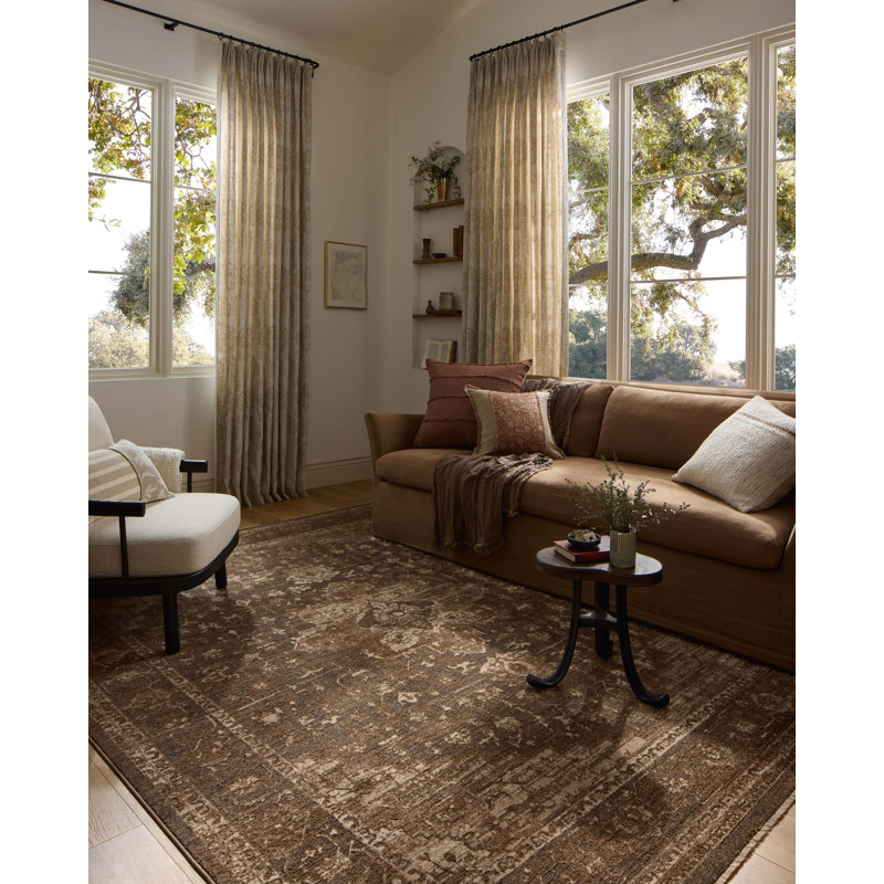 Loloi Haywood Charcoal / Mocha Area Rug, Square 1'6"
