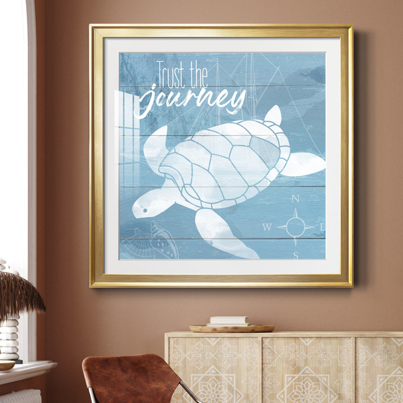 Trust the Journey - peinture encadrée, Encadrement doré, H 34,5 po x l 34,5 po x P 1,5 po