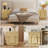 23.6''H Modern Arched Nightstand with 2 Storage Drawers & Charging Station ,20.5'' W Natural Oak Wood Bedside Table with Curved Design(Set of 2)-1898327437