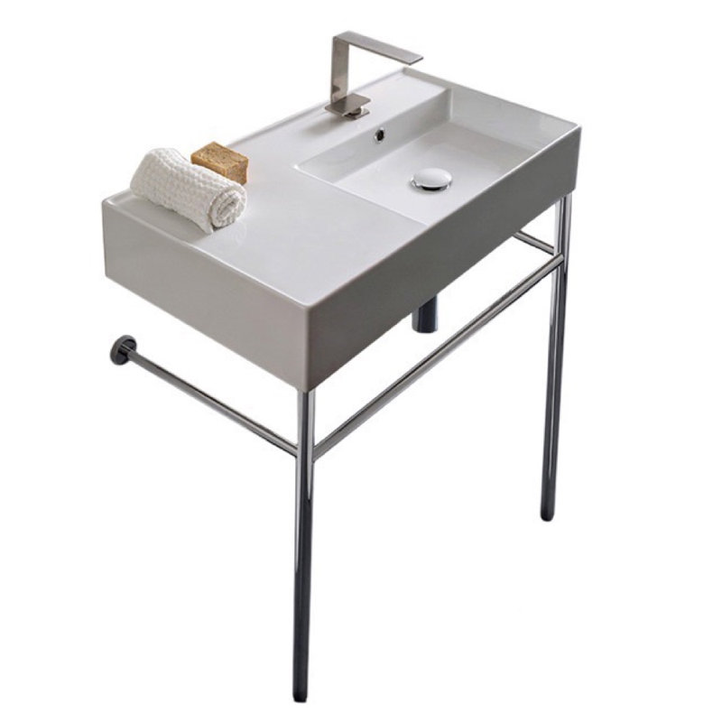 Scarabeo By Nameeks Teorema 2 17.3'' White Ceramic Rectangular Bathroom Sink with Overflow, One Hole