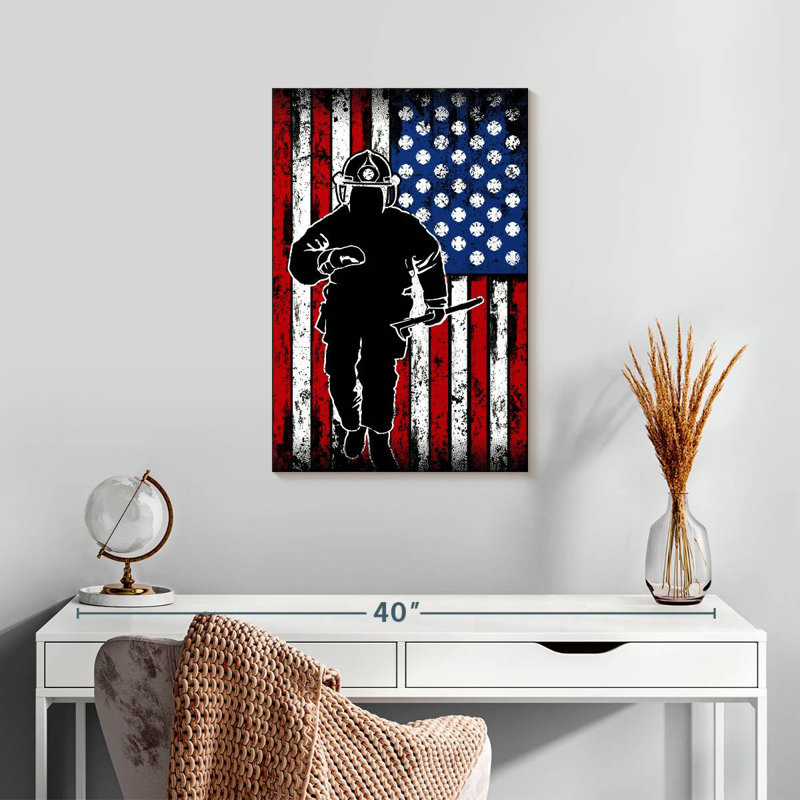 Lelar Grunge American Firefighter, 24" H x 16" W