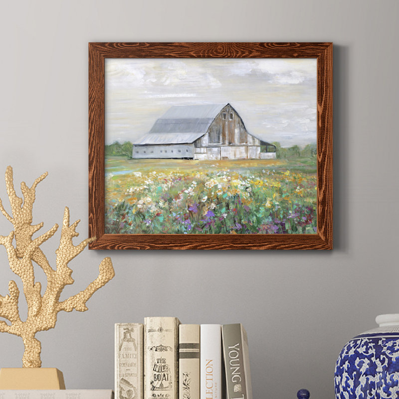Country Fields - Cadre photo, reproduction d'art sur toile, H 24 po x l 18 po x P 1,5 po, Toile avec cadre érable