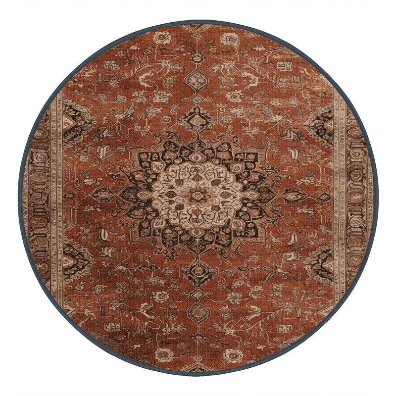 Tapis brun lavable à la machine, Rond 7 pi