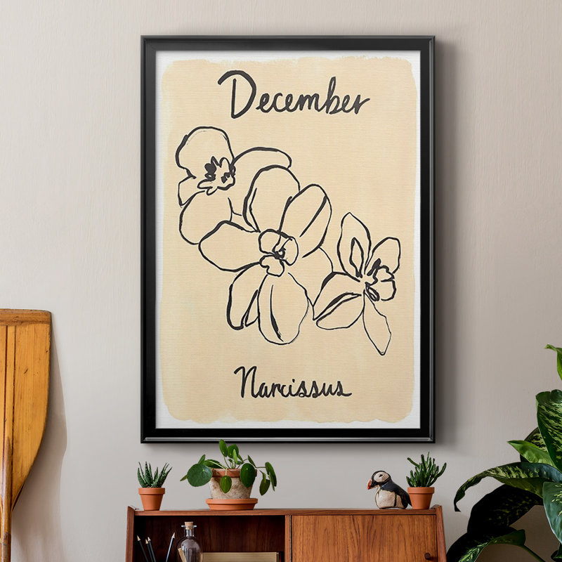 «Naissance mois douzième», impression sur papier, H 24,5 po x l 18,5 po x P 1 po, Cadre noir