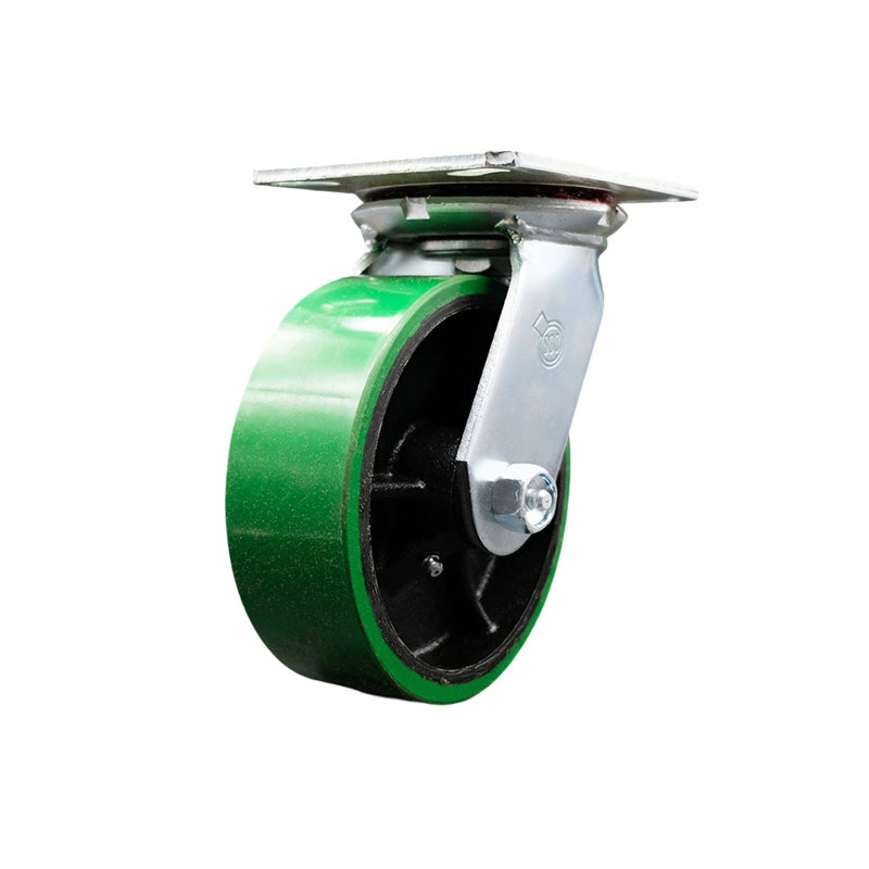 6 Inch Heavy Duty Green Poly on Cast Iron Swivel Caster with Roller Bearing SCC