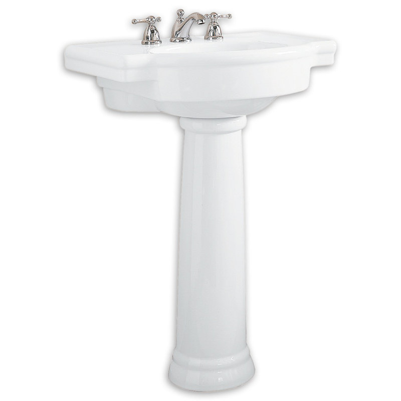 Lavabo de salle de bain piédestal en céramique blanc avec trop-plein 28,26 po Retrospect