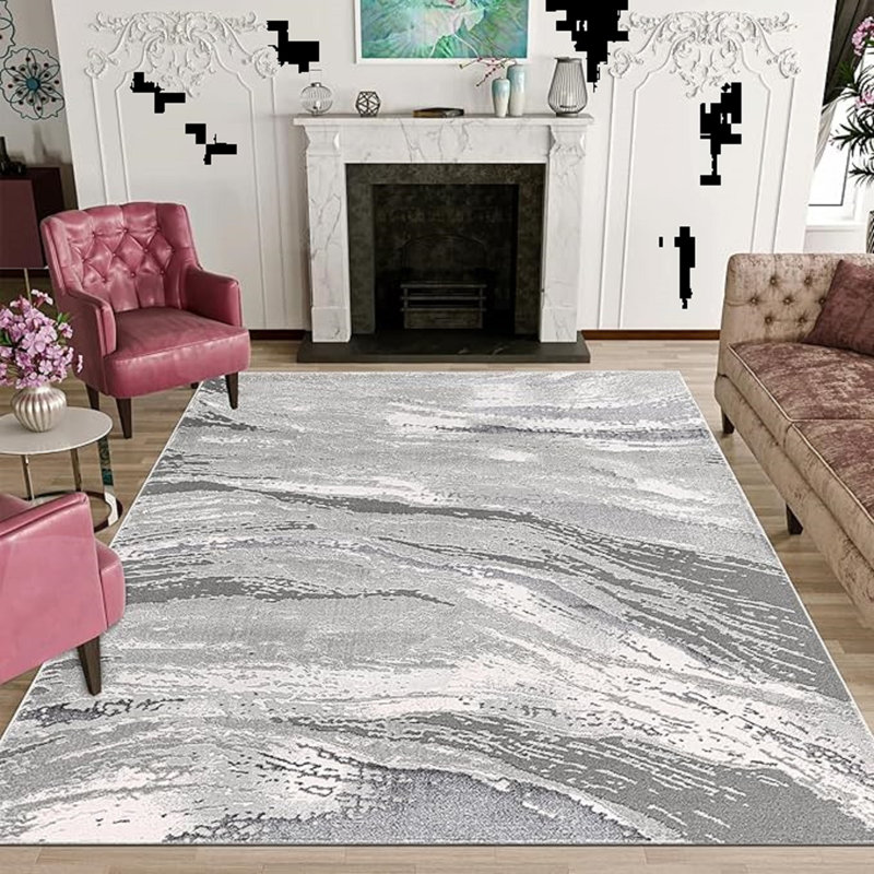 Abstract Flatweave Shag Area Rug, Rectangle 80 x 150 cm