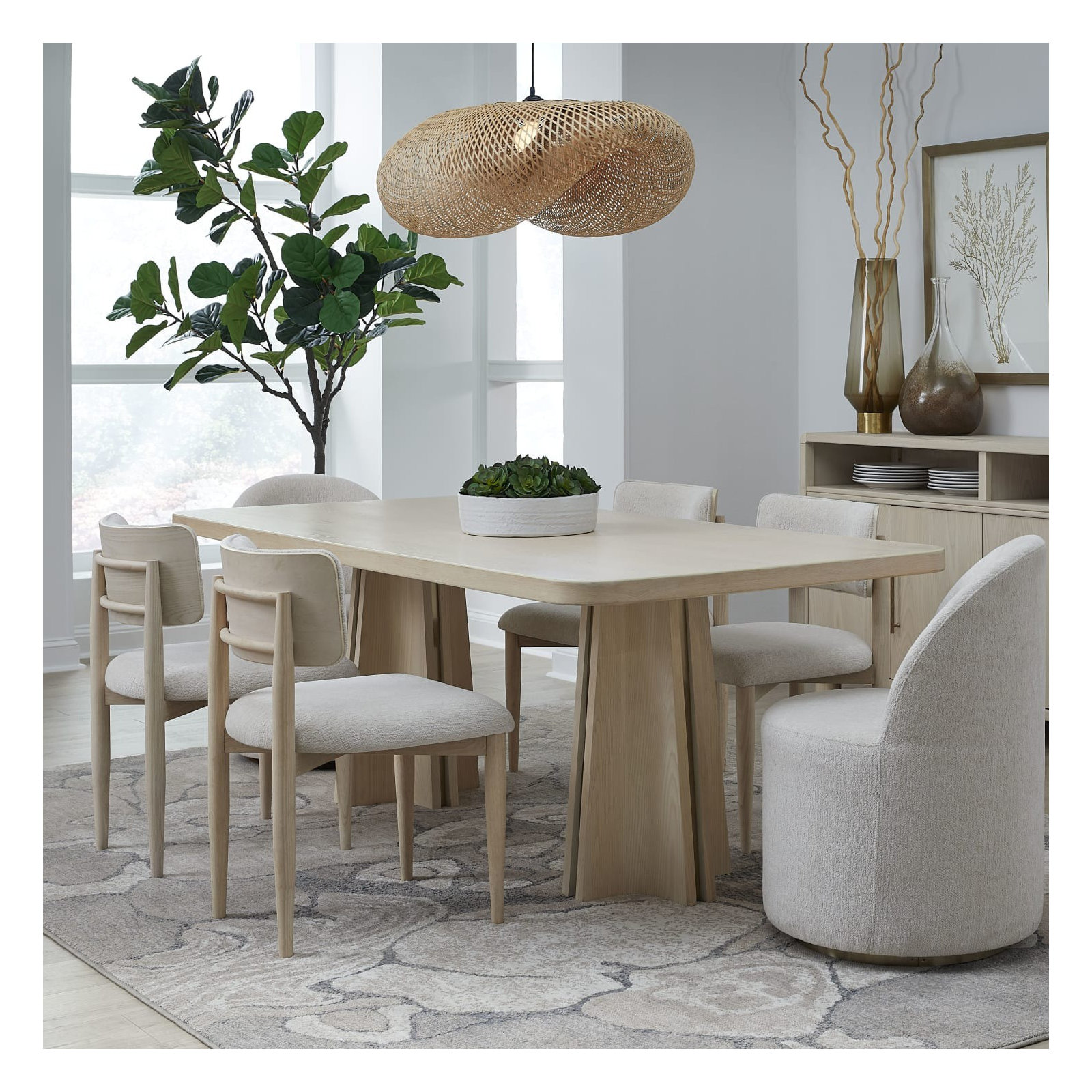 Reinolde Wood Back Dining Chair In White Sand And Dune