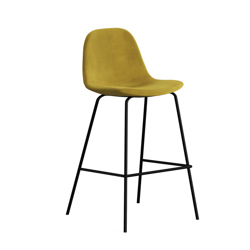 Kody Upholstered Stools with Steel Frame, Counter Stool (23.5" Seat Height), Bella Gold Performance Velvet