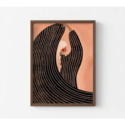 Reproduction d'art mural moderne: Illustration abstraite de lignes féminines - noir 