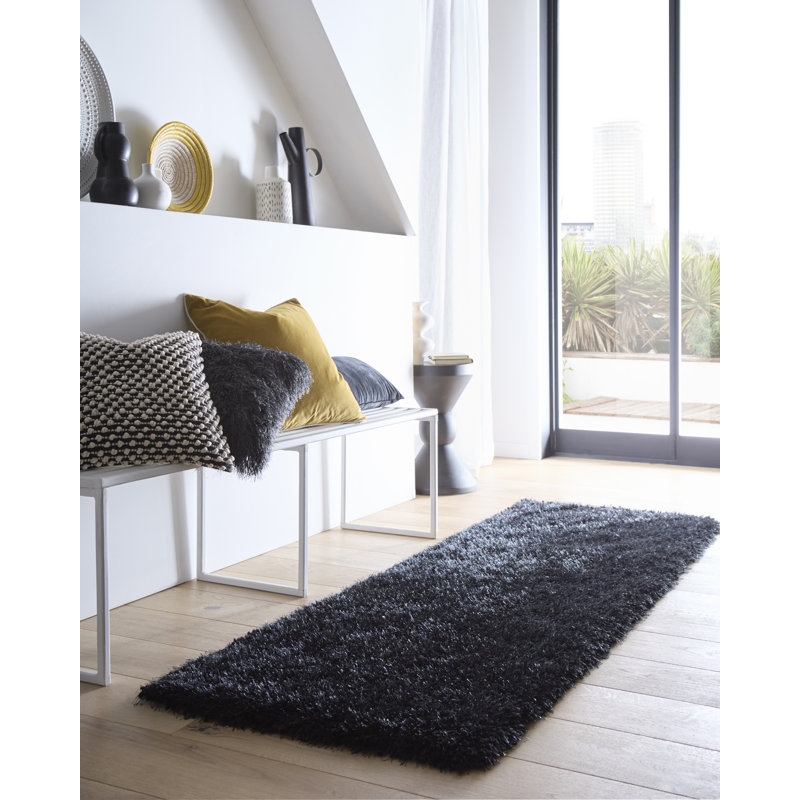 Coopers Black Shaggy Rug, Runner 67 x 200cm