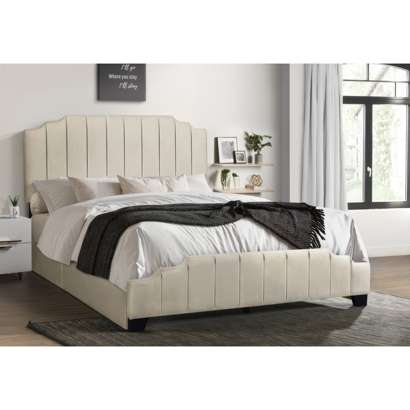 Lit de rangement tapissier standard Kaiyas, Beige, Très grand