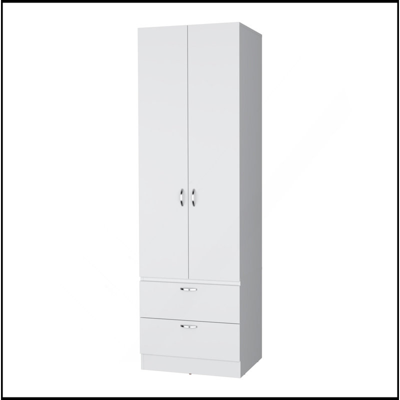 Garde-robe 2 tiroirs 2 portes, Blanc