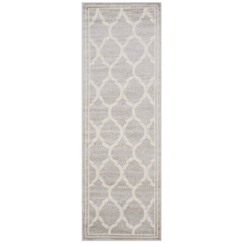 Ammundsen Geometric Light Grey/Ivory Area Rug, Runner 2'3" x 7'