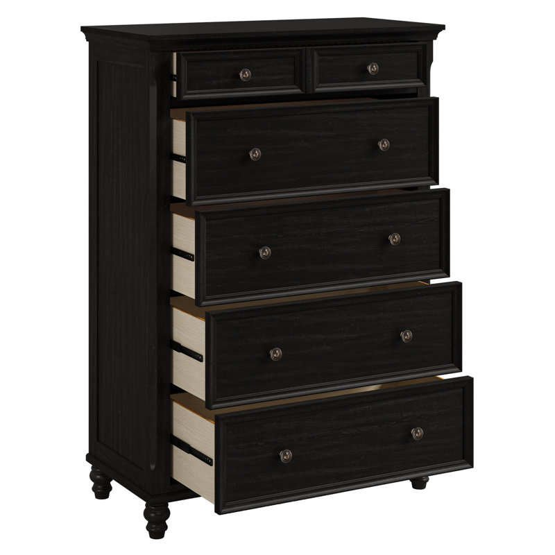 Commode 5 tiroirs Mid-Century, Vinatge - noir