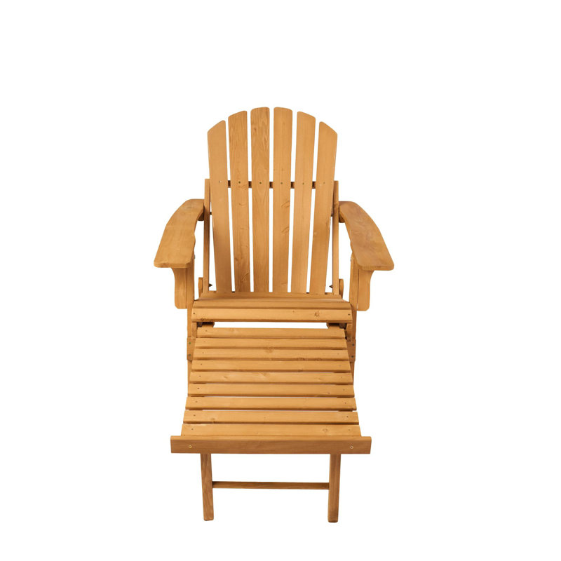 Chaise Adirondack pliante en bois massif DriftCove avec repose-pieds rétractable