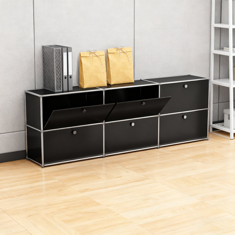 Armoire de rangement moderne et modulaire en métal avec tablettes réglables, organisateur de bureau polyvalent avec portes à fermeture en douceur, armoire en acier robuste pour bureau à domicile, salon, entrée ou cuisine