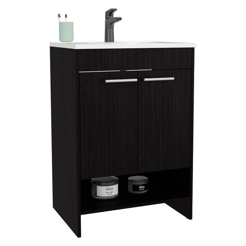 Meuble-lavabo avec lavabo, 2 portes, 2 tablettes