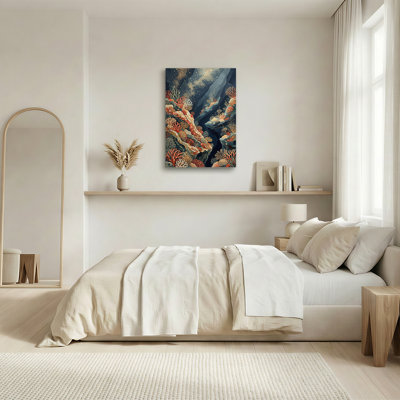 Toile orange avec motif de mosaïque de corail