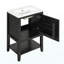 Meuble-lavabo de 20 po avec lavabo, armoire de salle de bain avec porte à fermeture douce, support de rangement et tablette ouverte, noir-1295621365