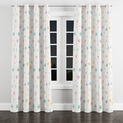 Kids Celestial Blackout Curtains - Night Pastel Stars Grommet Curtain - 1 Panel