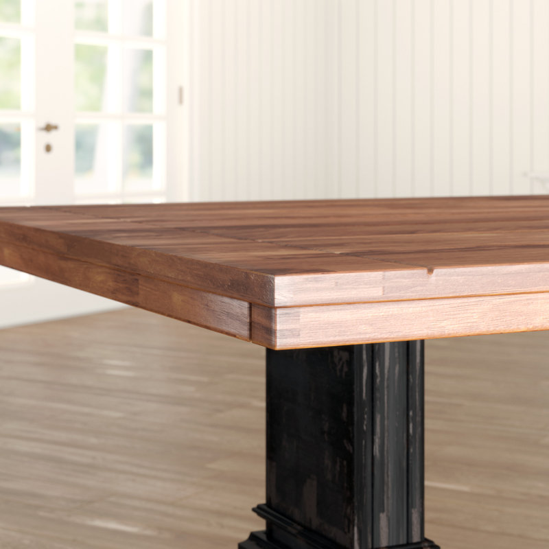 Table de salle à manger en bois d'hévéa massif Fortville, Noir antique
