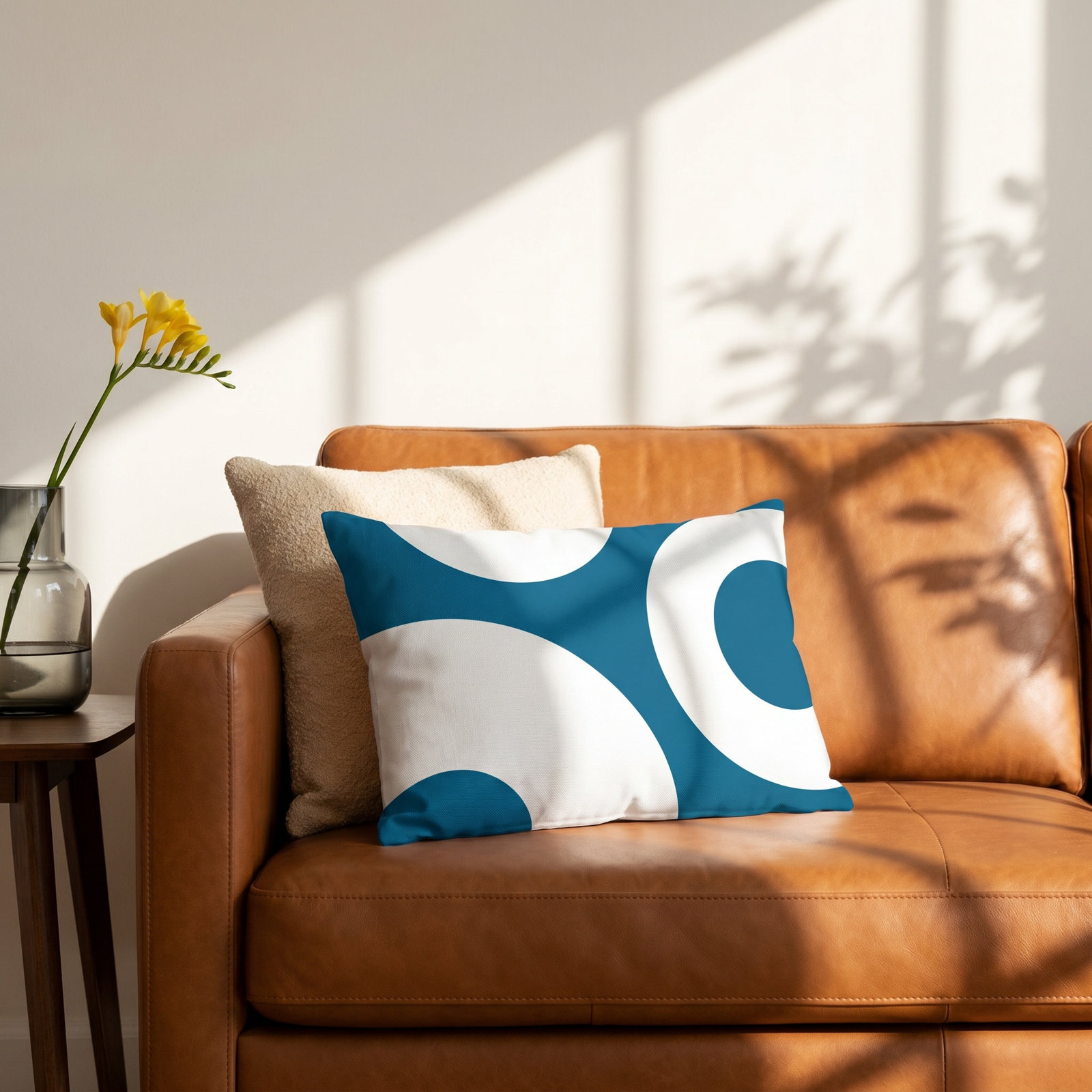 Luella Geometric Indoor/Outdoor Lumbar Throw Pillow, Turquoise