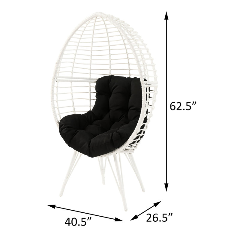 Chaise d'extérieur confortable avec coussin blanc - Noir / blanc