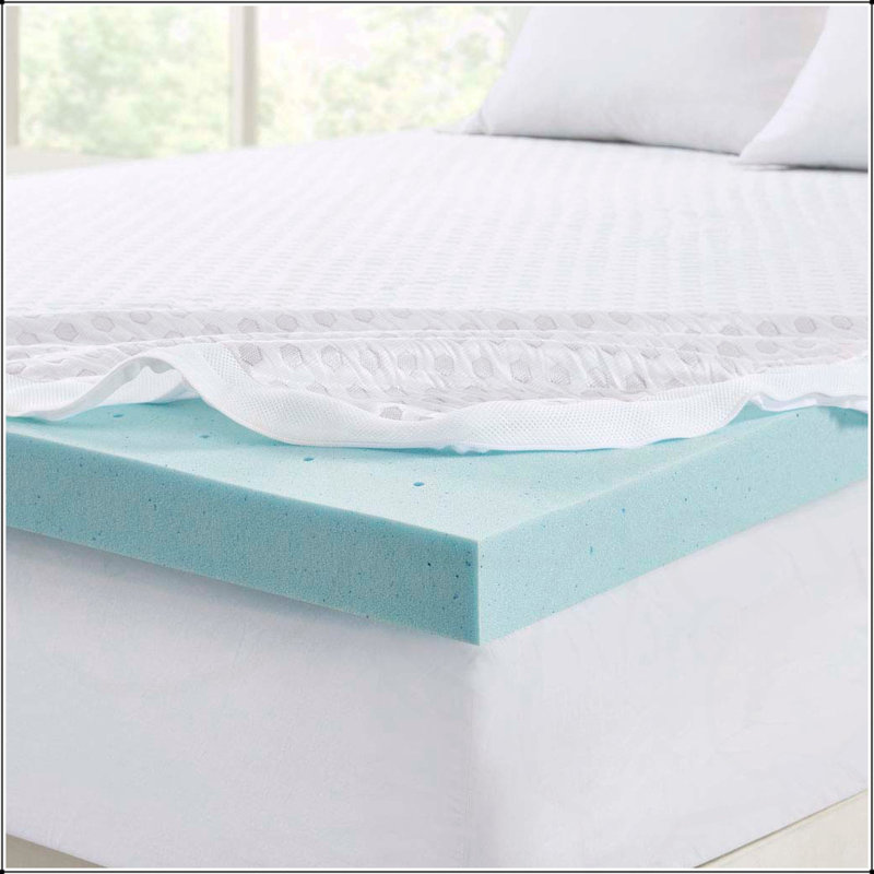 Surmatelas hypoallergénique en mousse viscoélastique gélifiée 3 po avec housse de refroidissement amovible, Double
