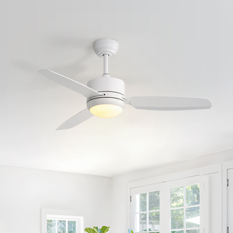 Ventilateur de plafond moderne à 3 pales Ladontay avec lumière DEL et télécommande Ladontay, Blanc, 46 po de largeur