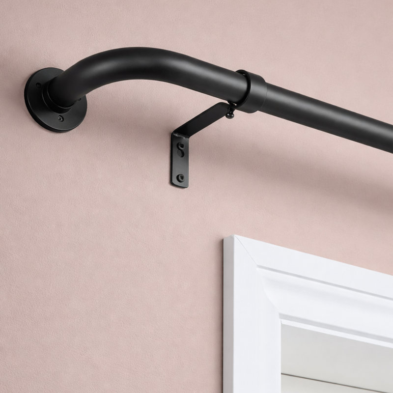 Blackout Curtain Pole Set - Extendable Adjustable Metal Rod with Finials, Rings & Hooks for Heavy Curtains, 120-210cm