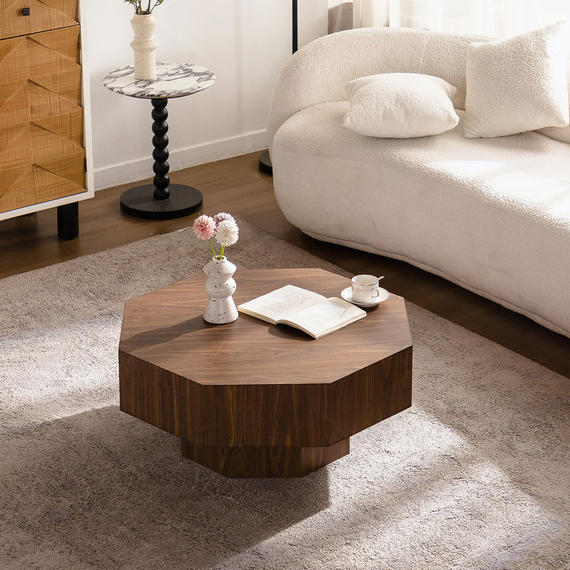 Table basse en bois de forme octogonale pour le salon, la chambre à coucher et le bureau, alliant charme rétro et fonctionnalité moderne.