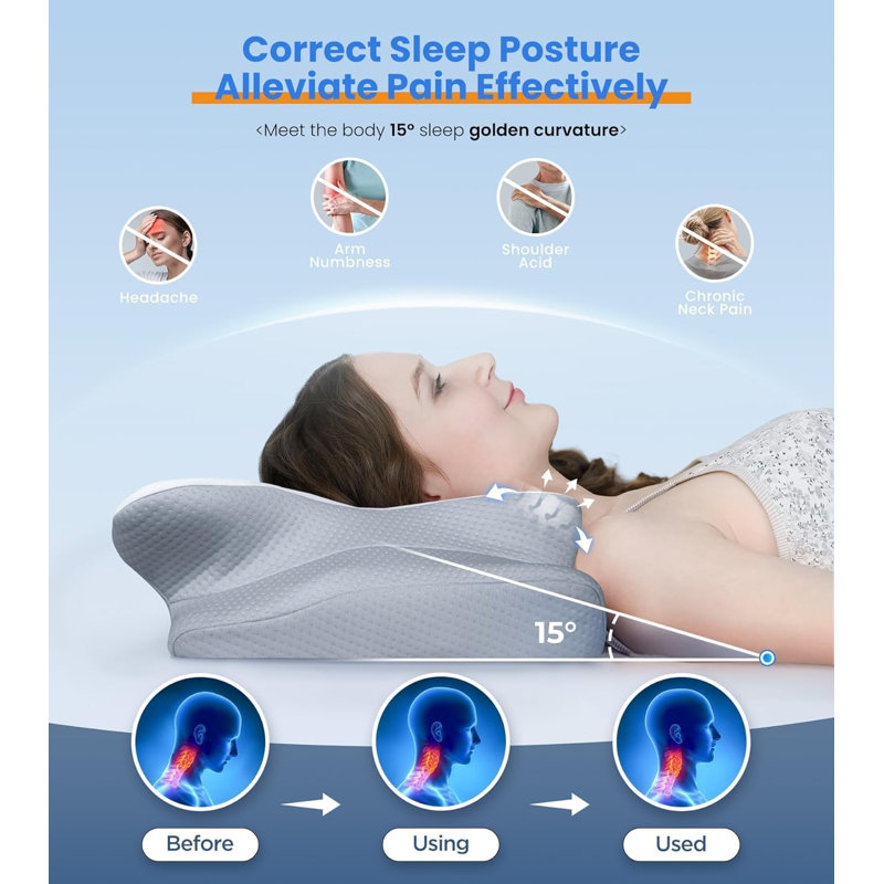Oreiller rafraîchissant en mousse à mémoire de forme pour le soutien du cou - Oreiller ergonomique réglable