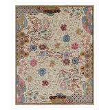 Art Deco Hand Knotted Wool Floral Area Rug