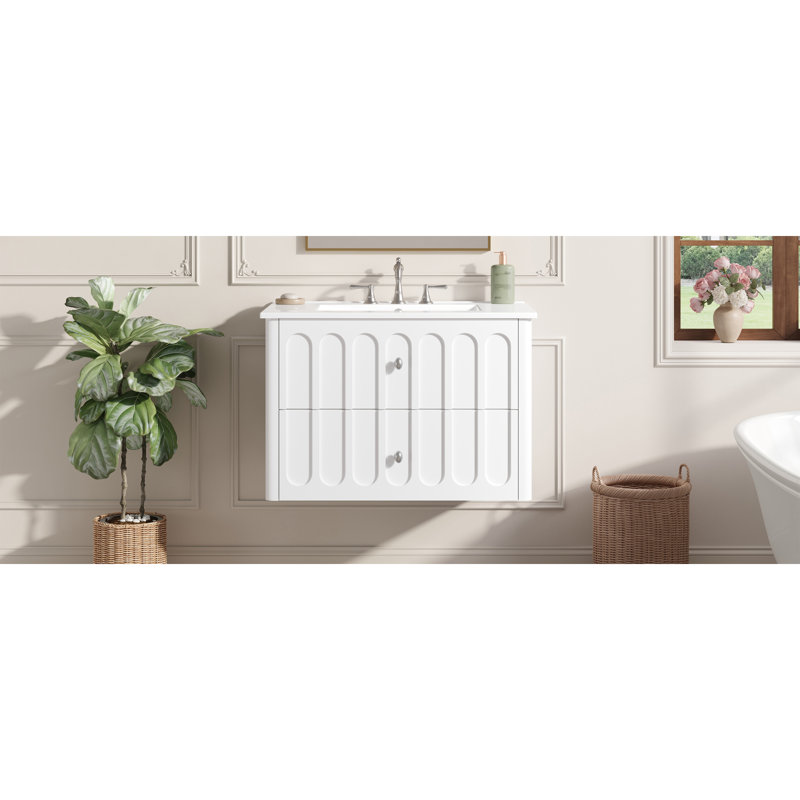 Meuble-lavabo moderne (doit inclure le meuble-lavabo et le lavabo), salle de bain en MDF de 30 po