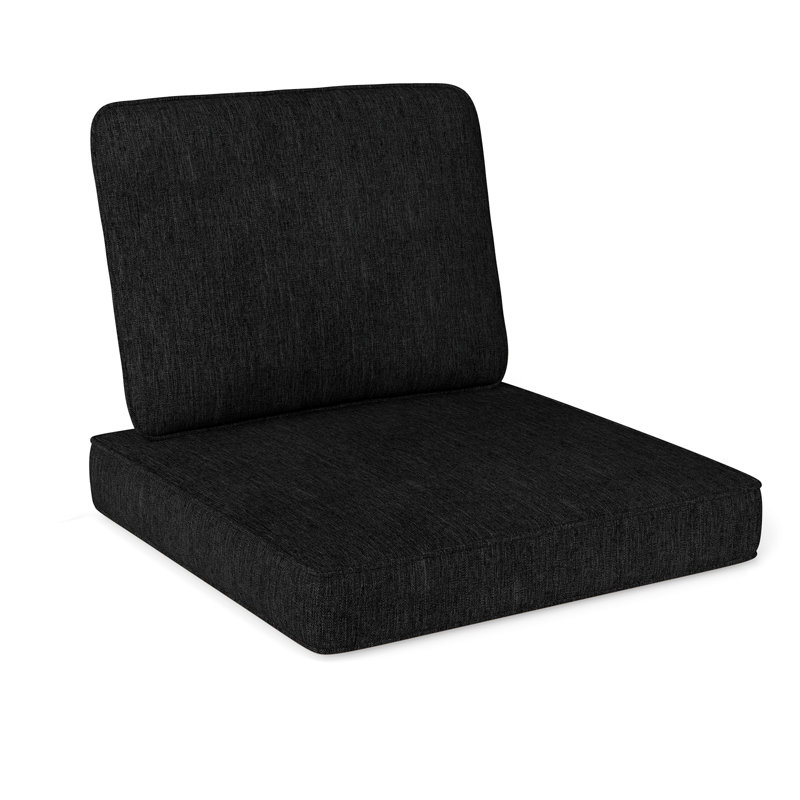 2-Pack 24" x 24" Deep Seat Cushion & Back Pillow with Removable Covers Outdoor, Black