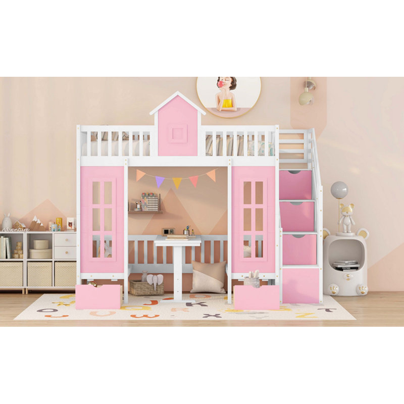 Twin-Over-Twin Bunk Bed With Changeable Table