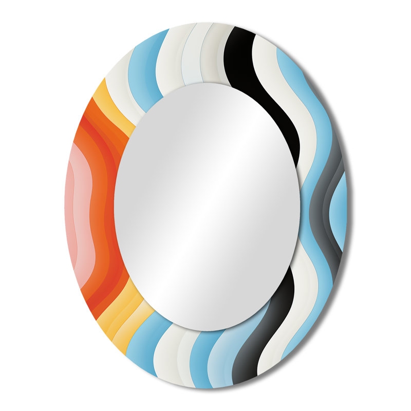Miroir mural moderne multicolore Opt Art Delirum I, 43 po x 33 po