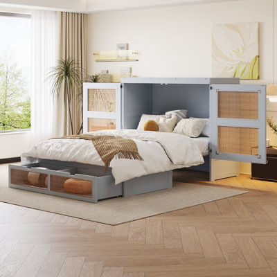 Wall Folding Wood Bed With Drawer - 140×200cm