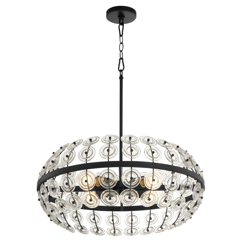 Selena 4 - Light Steel Dimmable Round / Oval Chandelier, Matte Black