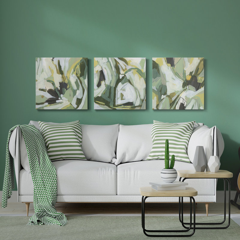 Electric Lichen III - Ensemble de 3 peintures sur toile tendue, H 10 po x l 10 po x P 1 po